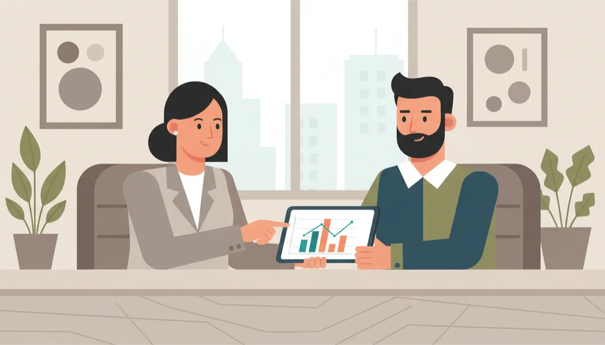 Business owner meeting with advisor to review investment strategies for extra cash