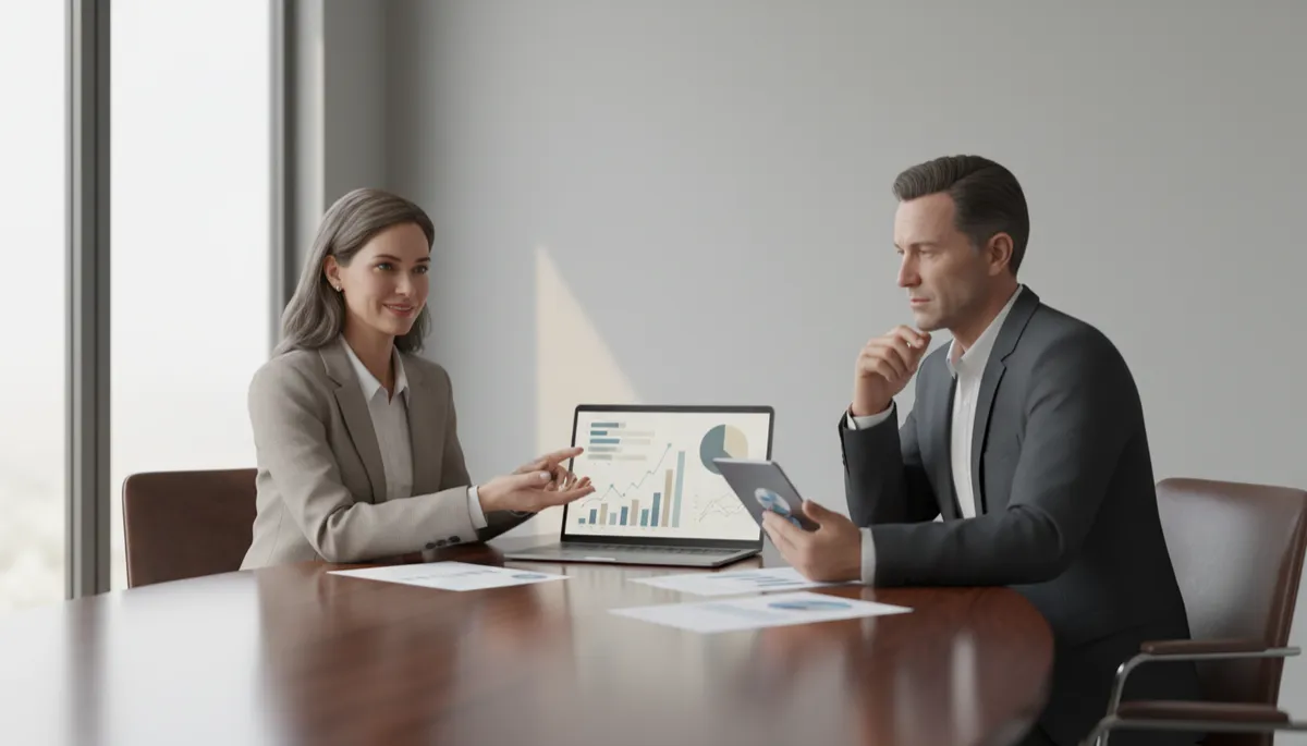 Business owner reviewing financial and valuation plans with an advisor