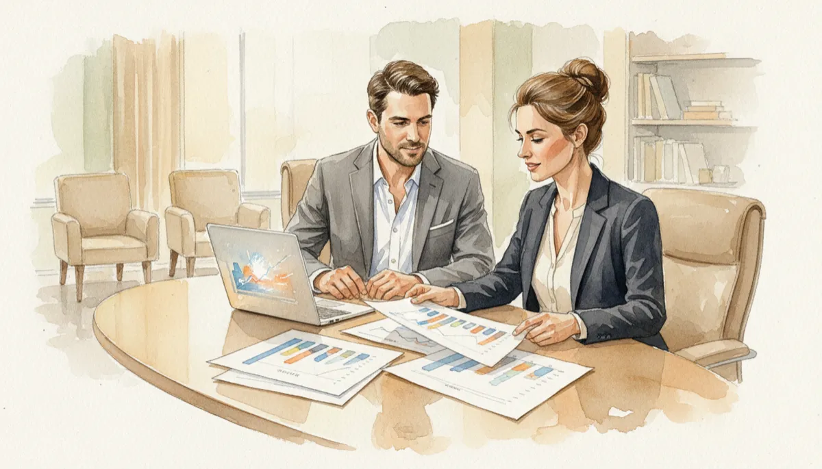 Financial advisor and business owner reviewing value-building strategies