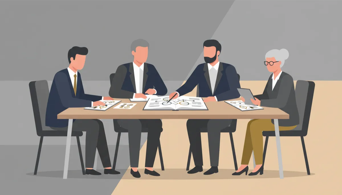 Family business owners reviewing succession and legacy planning documents together