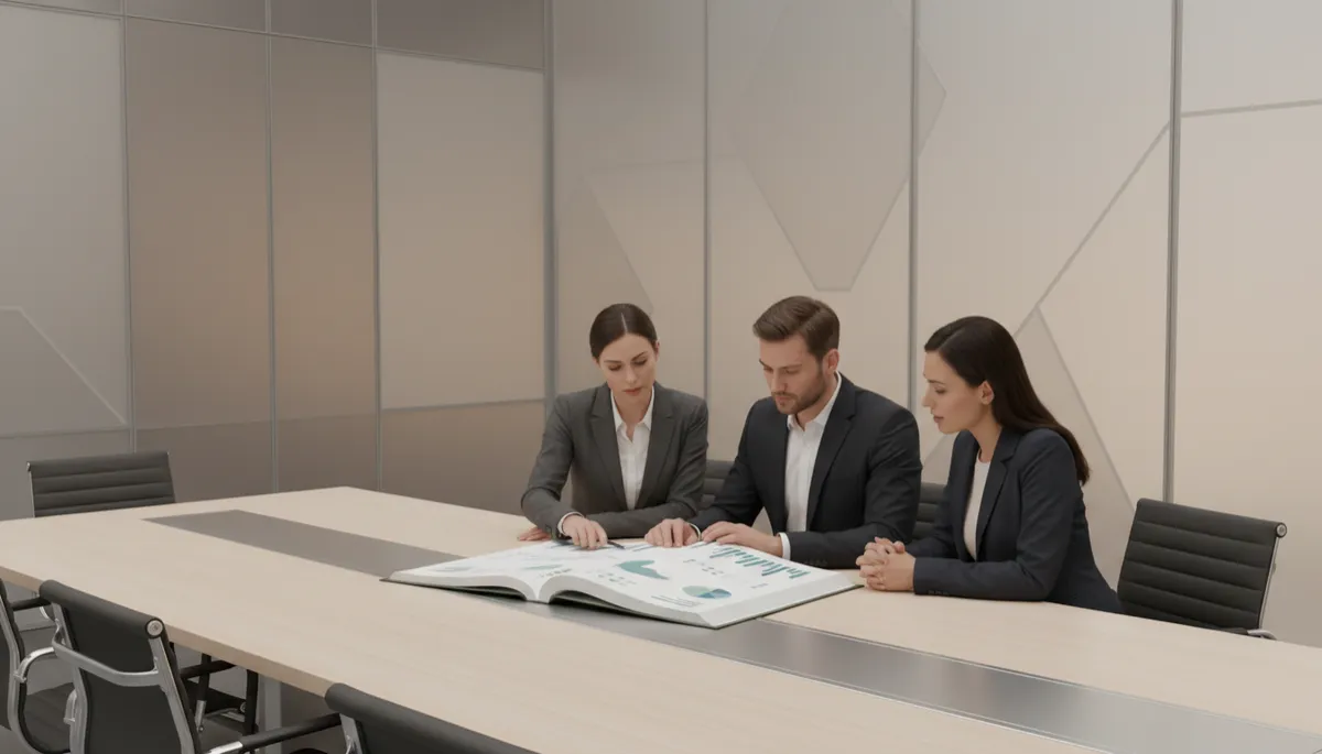 Advisor and clients reviewing a written family wealth management playbook