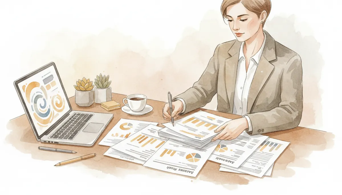 Agency owner reviewing business credit reports and hybrid funding approvals Agency owner reviewing business credit reports and hybrid funding approvals