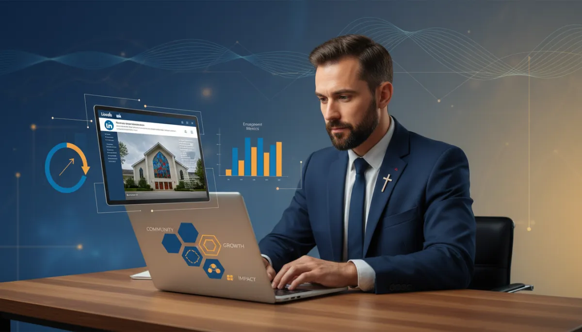 Christian professional engaging with church content on LinkedIn