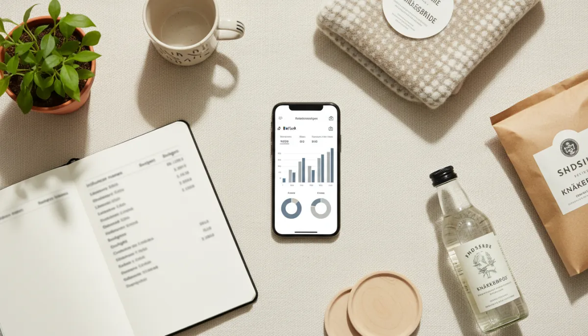 Planering av influencer marketing-kampanj för ett svenskt småföretag med mobil och anteckningar