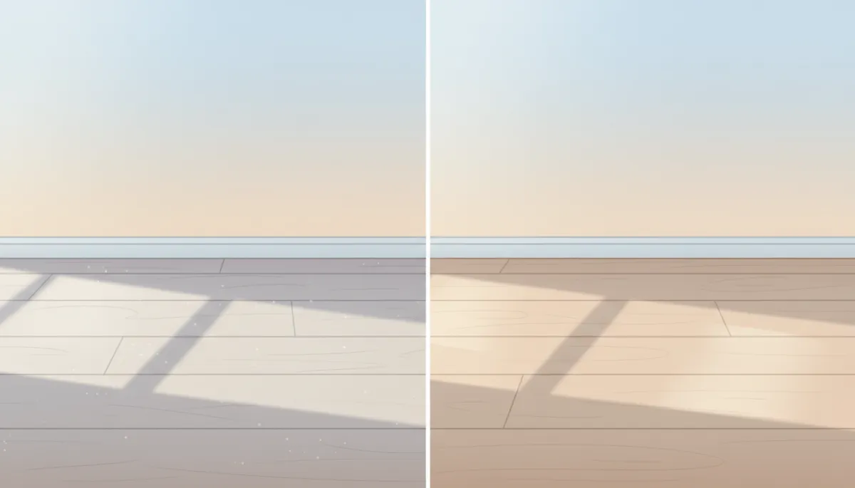 Side-by-side comparison of neglected and professionally restored LVP flooring