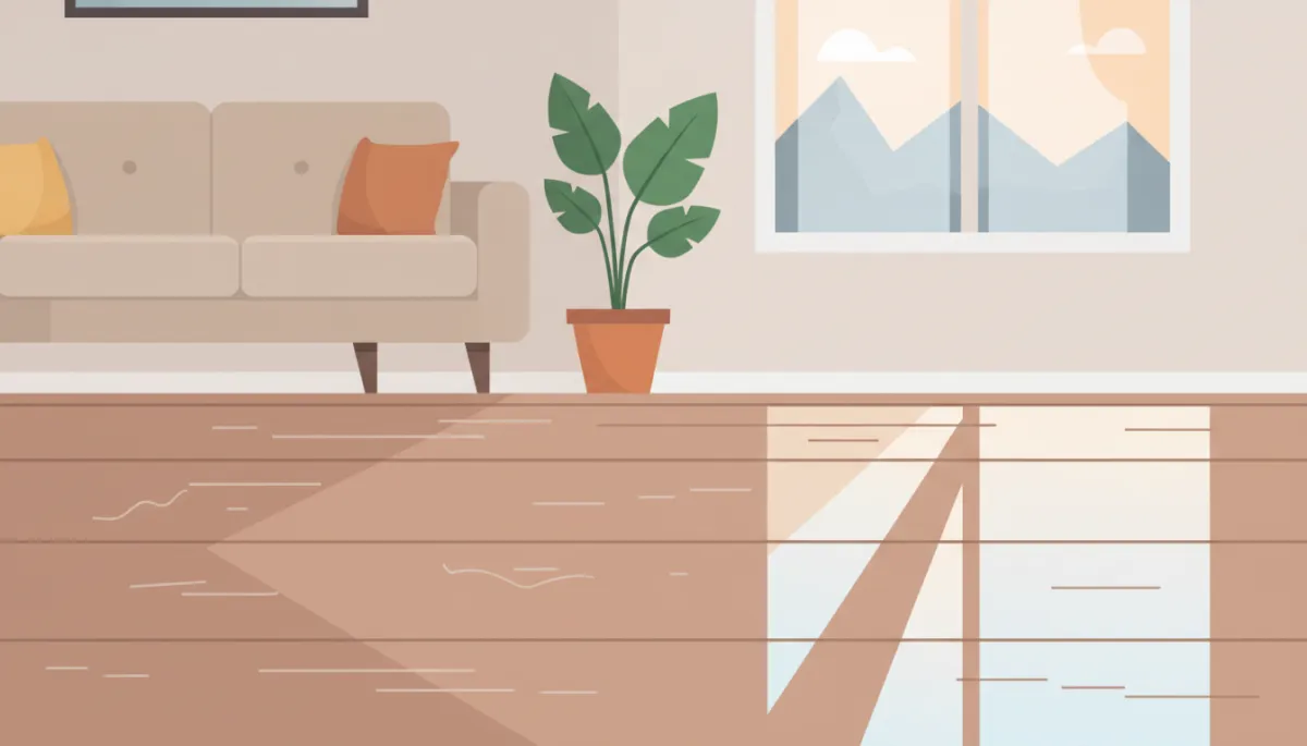Comparison of worn hardwood finish and freshly re‑coated floor in an East Valley home Comparison of worn hardwood finish and freshly re‑coated floor in an East Valley home