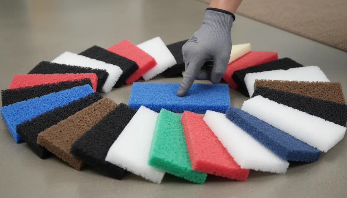 Different commercial floor pads organized for facilities use Different commercial floor pads organized for facilities use
