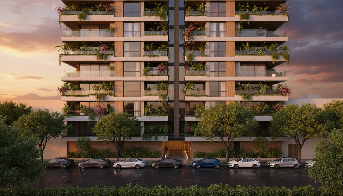 Edificio moderno de departamentos en una ciudad de México