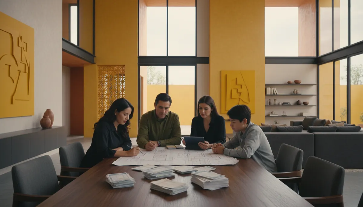 Familia mexicana planeando enganche y compra de vivienda con apoyo de una academia inmobiliaria