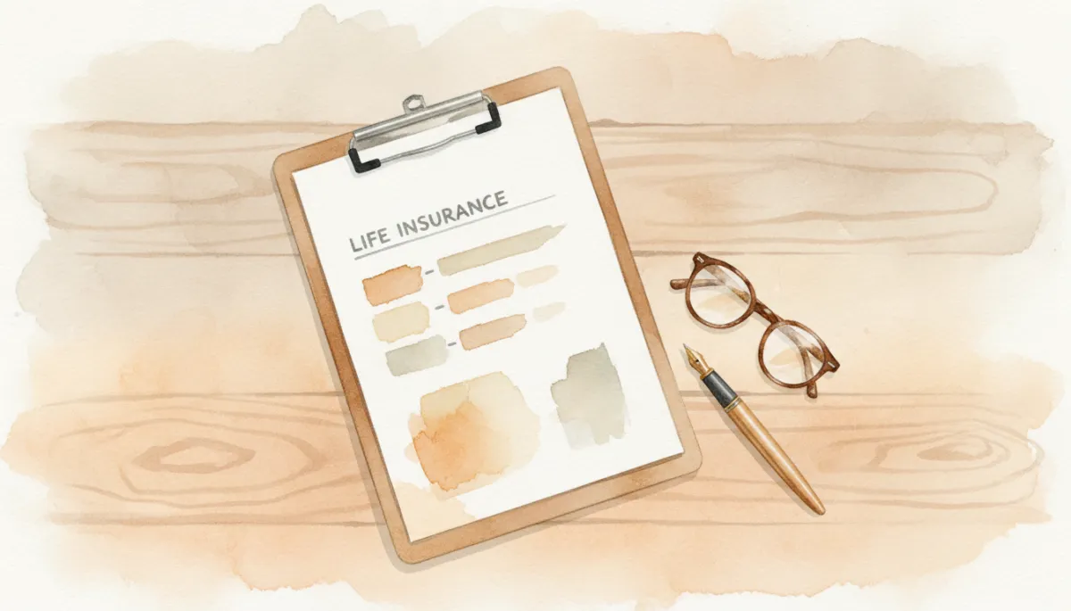 Printed chart comparing whole life and universal life insurance on a desk