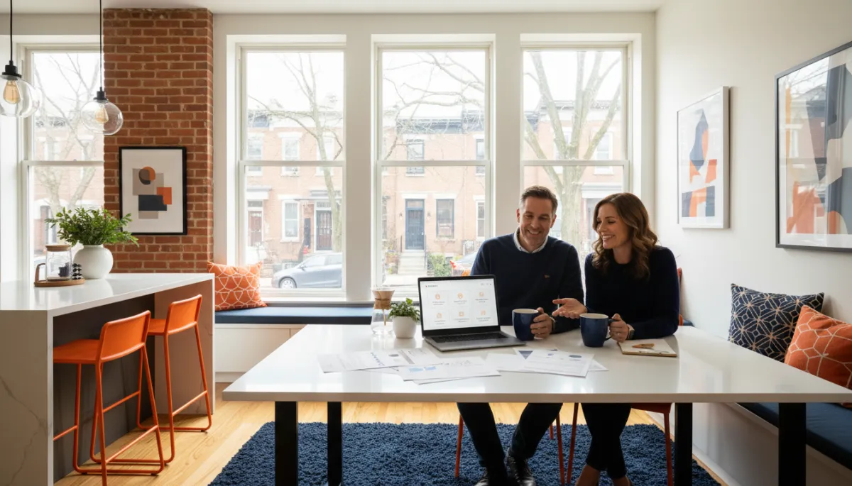 Homeowners reviewing selling options at a kitchen table in the Philadelphia Metro Area
