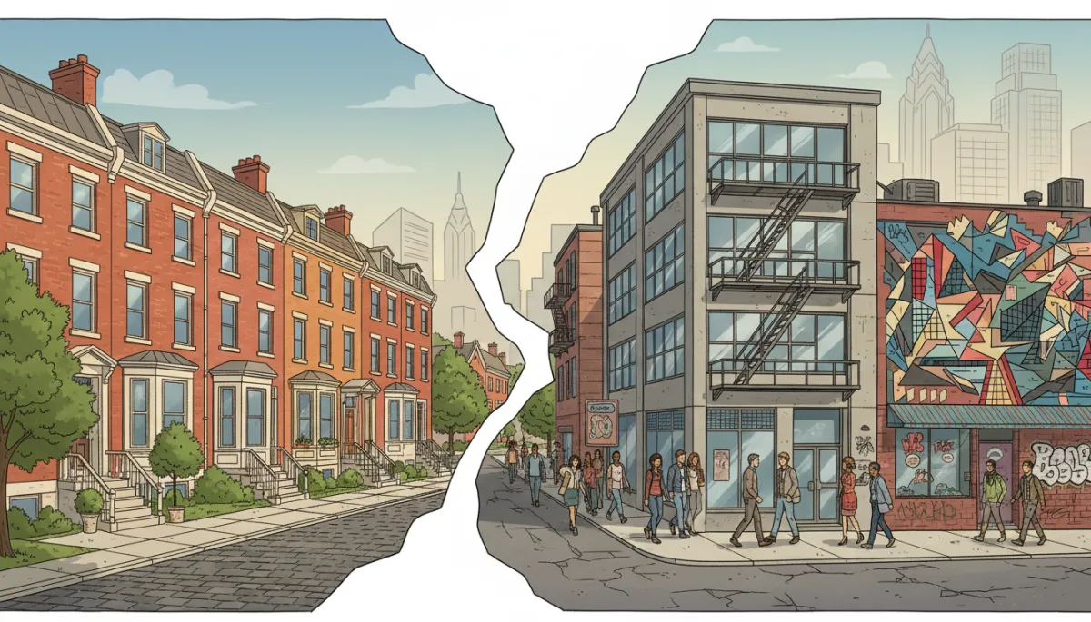Philadelphia residential block with classic rowhomes and neighborhood charm
