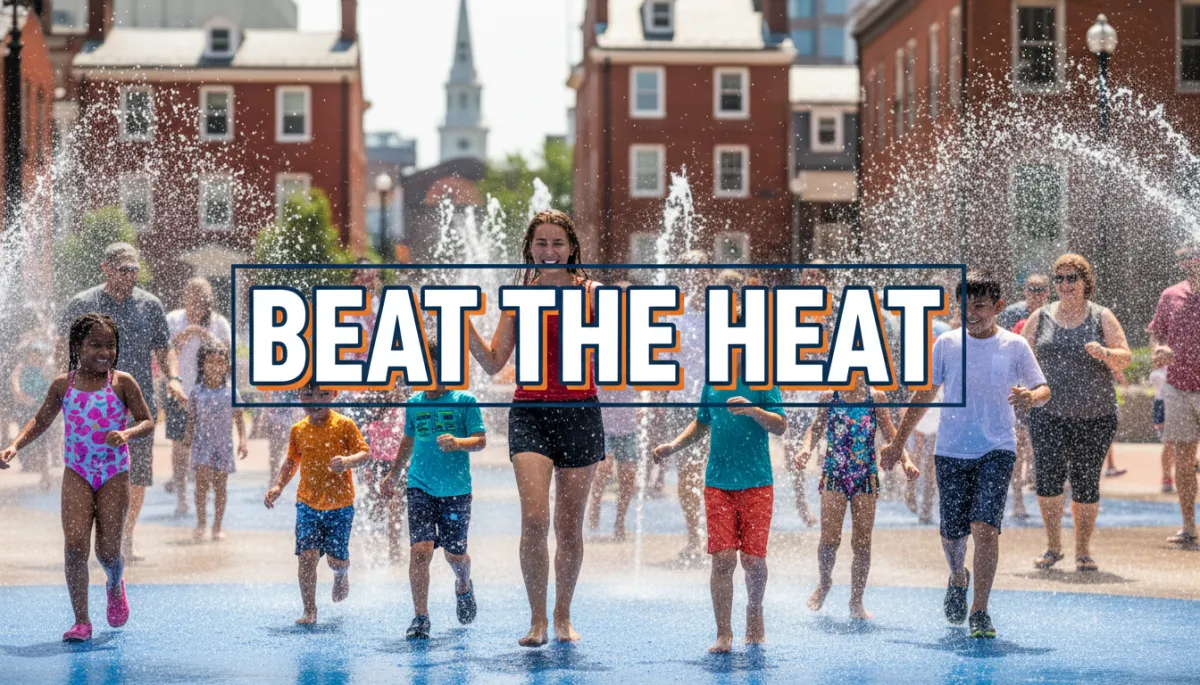 Add 3 photorealistic images to the existing blog post content. Do NOT rewrite, change, or modify the existing written text in any way. Only add images at appropriate locations within the existing content. IMAGE 1 — HERO image with bold text overlay "BEAT THE HEAT":Photorealistic scene of excited families cooling off at a Philadelphia splash park or sprayground. City-style architecture visible in the background. Water droplets, smiling children and adults, bright summer light, vibrant energy, premium editorial composition. Bold white sans-serif text overlay: BEAT THE HEAT. Navy blue (#012044) and orange (#F47B15) brand accents on the overlay. No logos, no fake venue signs. Place near the top of the post after the byline.Alt text: Families cooling off at a Philadelphia splash park during a hot summer weekend IMAGE 2 — Indoor museum scene, NO text overlay:Photorealistic scene of children and caregivers excitedly exploring a colorful interactive Philadelphia museum exhibit on a hot summer day. Joyful expressions, movement, bright colorful exhibits, natural light. No text overlay, no logos, no dark tones. Place in the indoor activities section.Alt text: Children exploring an interactive indoor Philadelphia museum on a hot weekend IMAGE 3 — Evening lantern scene, optional short text overlay "SUMMER NIGHT FUN":Photorealistic Philadelphia evening scene with families enjoying glowing lanterns, colorful illuminated displays, happy expressions, rich warm visual energy, polished lifestyle magazine look. Optional bold white text: SUMMER NIGHT FUN. No logos. Place in the evening events section.Alt text: Families enjoying a colorful evening attraction in Philadelphia after sunset Add each image's alt text to the image alt text field only. Do NOT display the alt text visibly as a caption beneath the images.. Context: This is for a blog post about "Beat the Heat: Family-Friendly Things To Do Around Philadelphia This Weekend, June 6–7". Style: Professional quality, photorealistic, high resolution