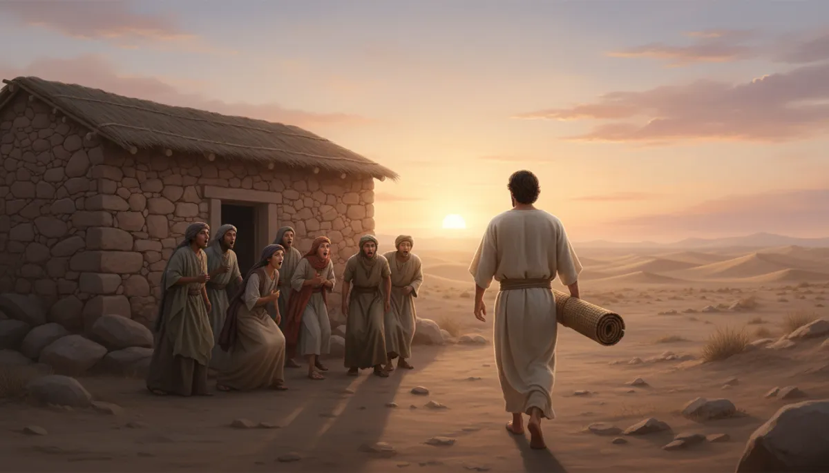 Man walking home at sunset carrying the mat that once held him Man walking home at sunset carrying the mat that once held him