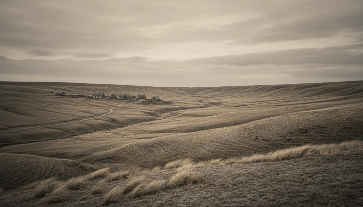Photorealistic barren valley suggesting isolation and obscurity Photorealistic barren valley suggesting isolation and obscurity