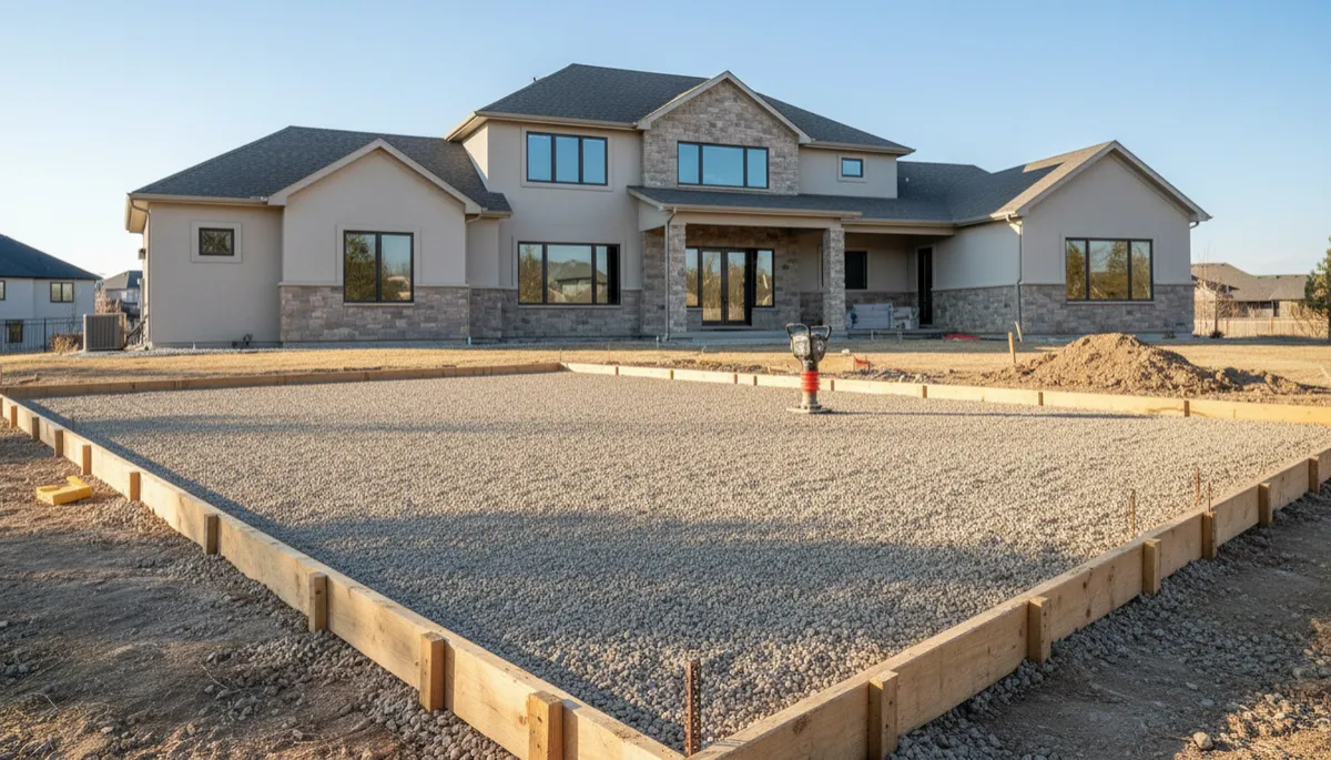 Sports court base preparation with gravel and forms in a Utah backyard