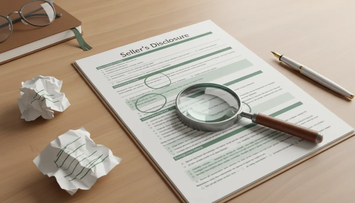 Real estate agent and homebuyers reviewing home buying documents together at a kitchen island