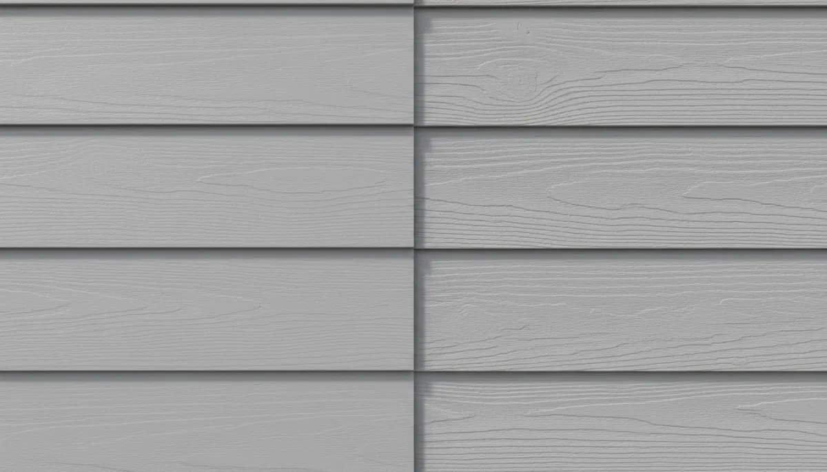 Close-up comparison of vinyl siding and fiber cement lap siding textures