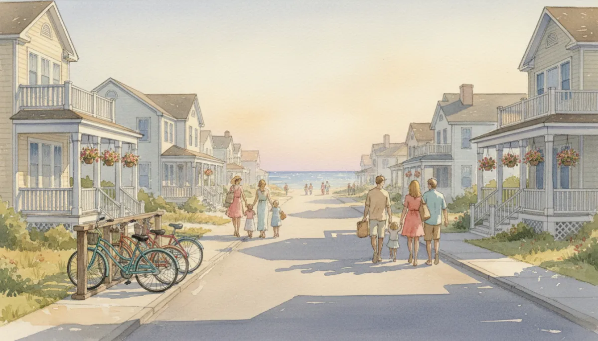 Quiet residential street in Ocean City with family homes and beach access