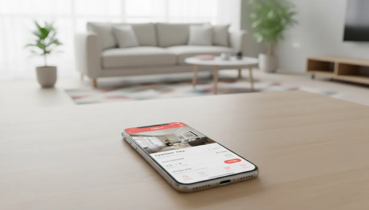 Smartphone con app Airbnb aperta per prenotare un appartamento a Vicenza