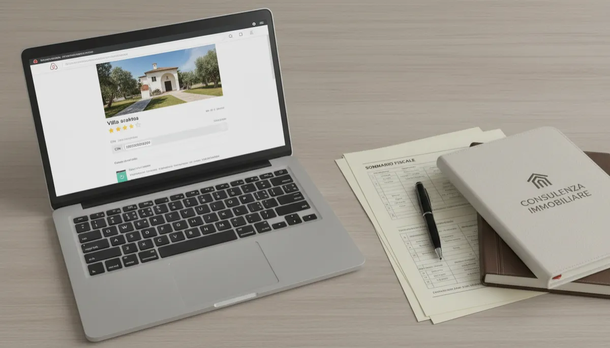 Schermata di annuncio Airbnb con CIN inserito e riepilogo fiscale