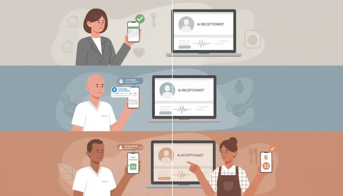 Real estate, med spa, and restaurant owners viewing appointments captured by an AI receptionist