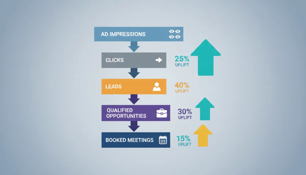 Dashboard visualizing AI-driven improvement from ad clicks to qualified leads