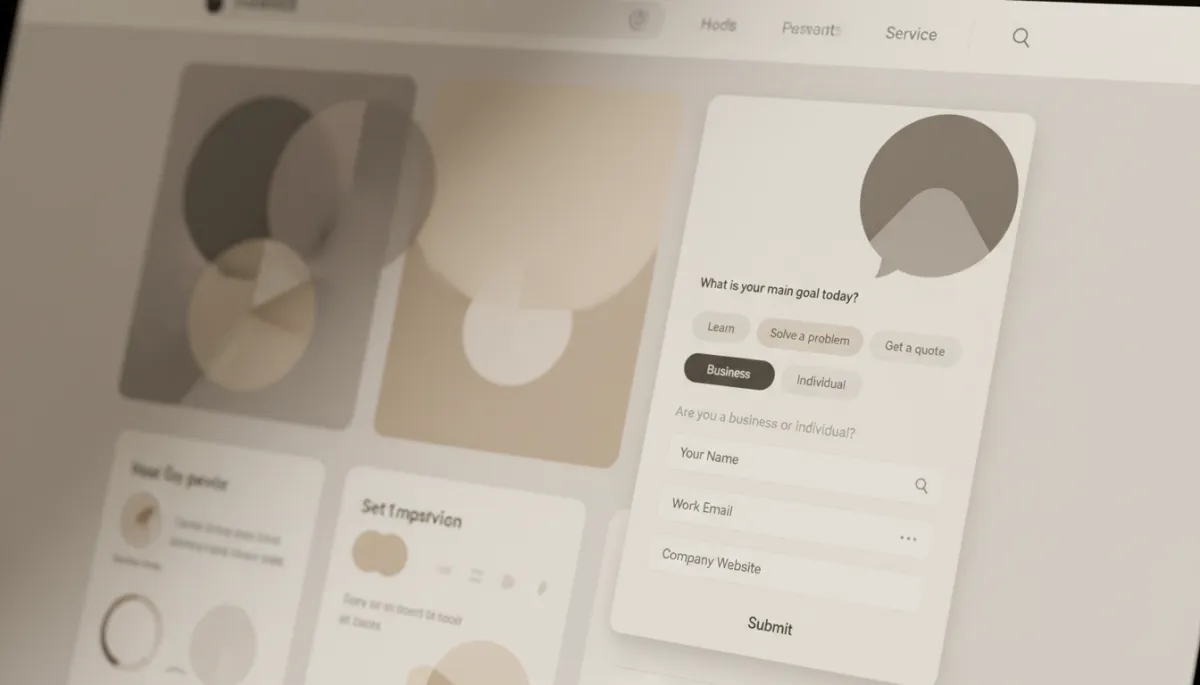 AI chatbot interface qualifying a website visitor and capturing lead details