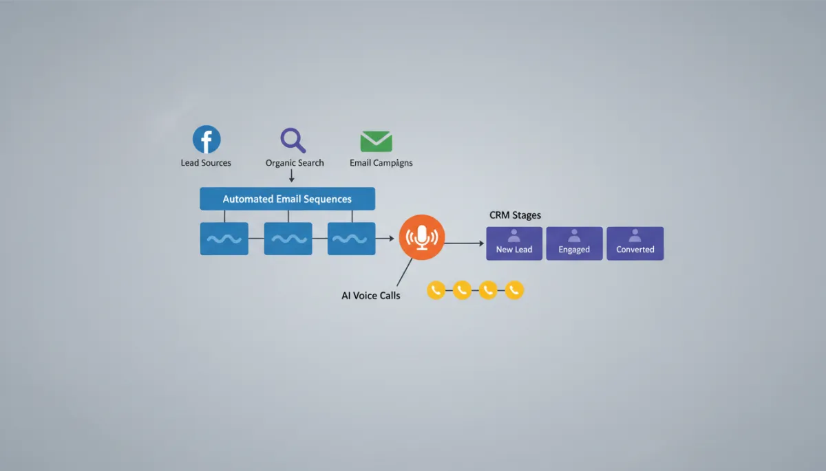 Dashboard showing an automated marketing funnel and CRM stages