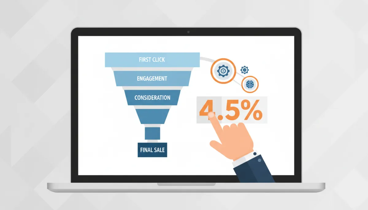 Dashboard showing AI-automated customer journey metrics from first click to final sale