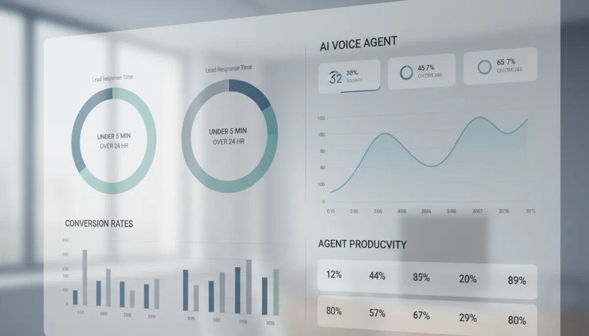 Dashboard showing AI automation impact on lead response time and conversions