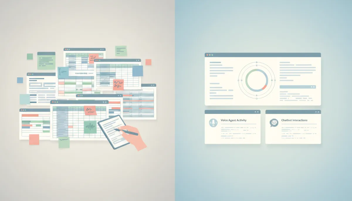 Comparison of manual CRM chaos versus AI-automated CRM clarity