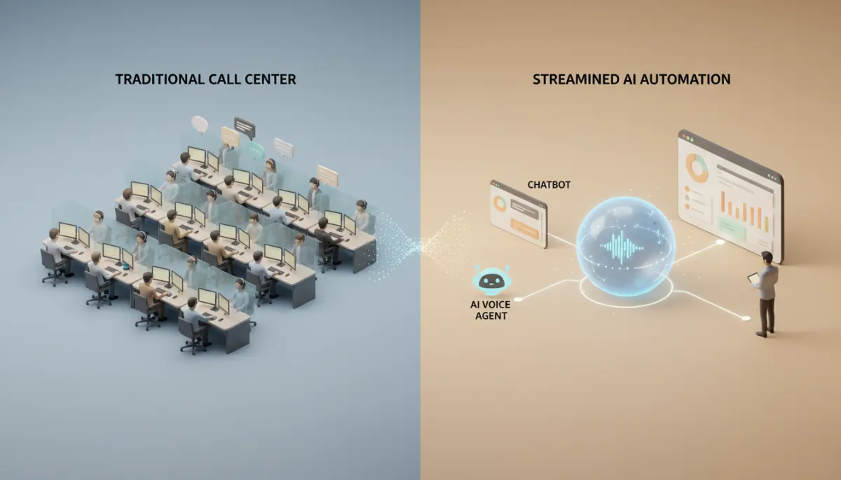 Comparison of traditional customer support and AI-automated customer experience