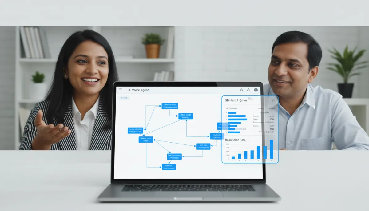 Nexurate consultant demonstrating AI voice agent to Indian SME owner