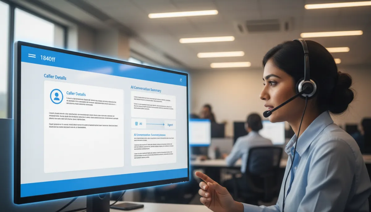 Support agent receiving warm transfer from AI voice agent with full caller context