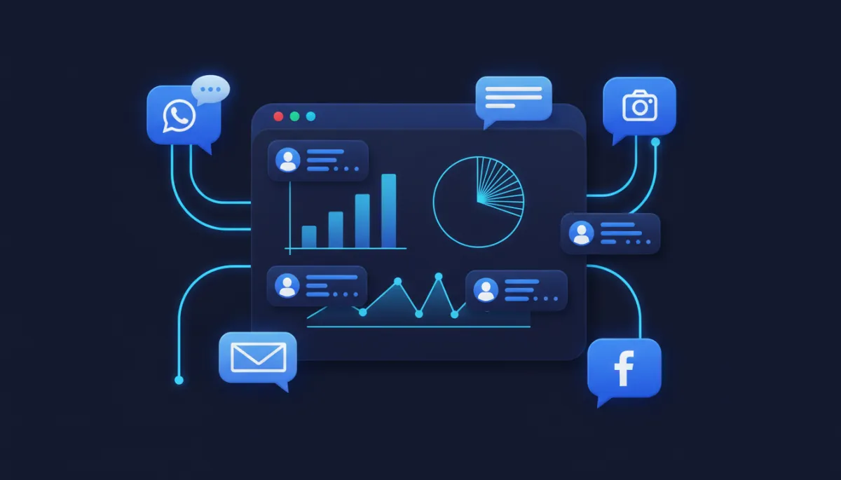 AI response channels connecting into a central CRM dashboard