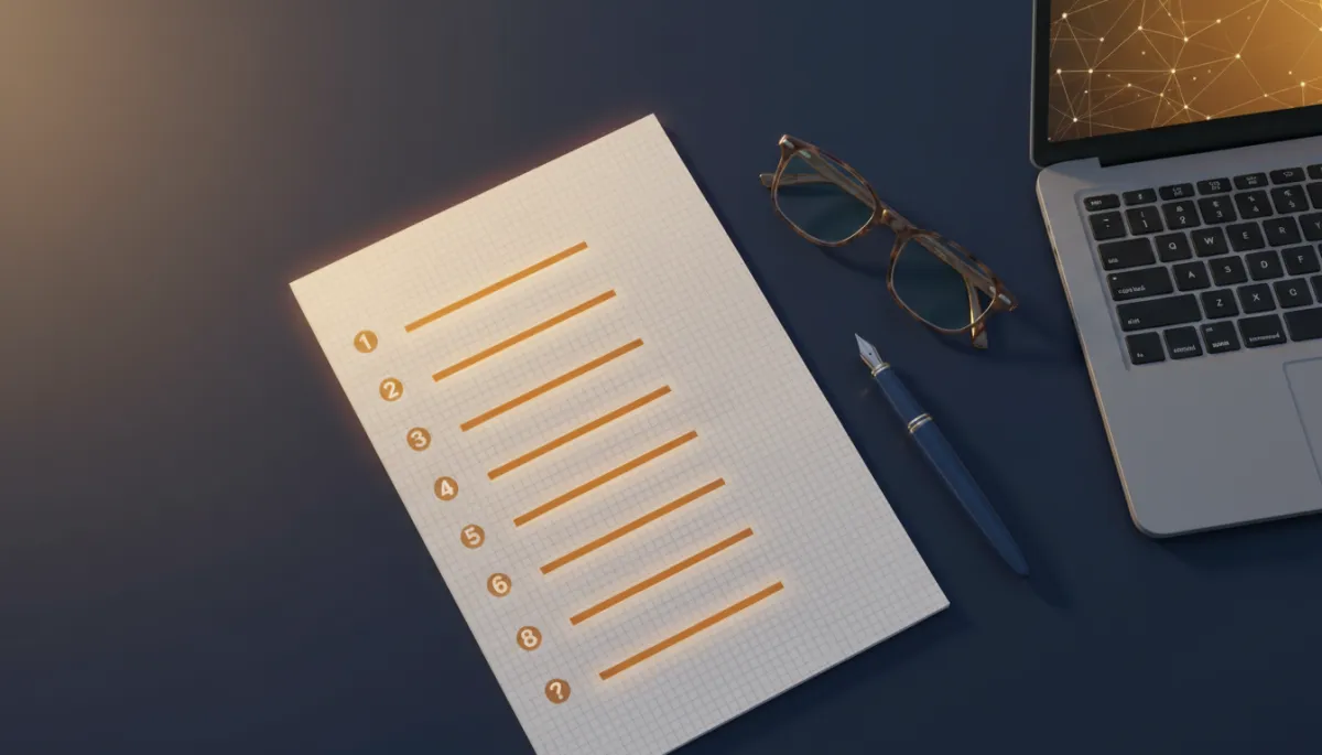Professional checklist of eight key questions for hiring an AI automation agency