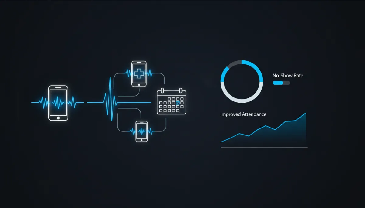 Dashboard concept showing clinic automation and reduced no-shows with voice AI