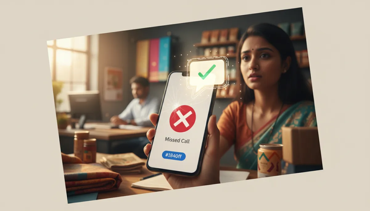 add 4 suitable images [Brand guidelines: use brand color palette #fefdf8, #1840ff, #333333]. Context: This is for a blog post about "Missed Call Text Back: How Indian SMEs Stop Losing Leads the Moment the Phone Goes Unanswered". Style: Professional quality, photorealistic, high resolution