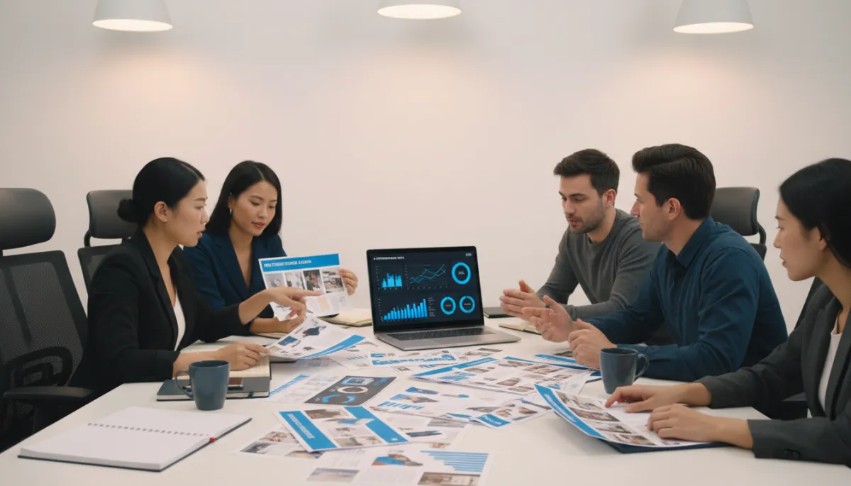 Small marketing team combining AI data with human creative ideas
