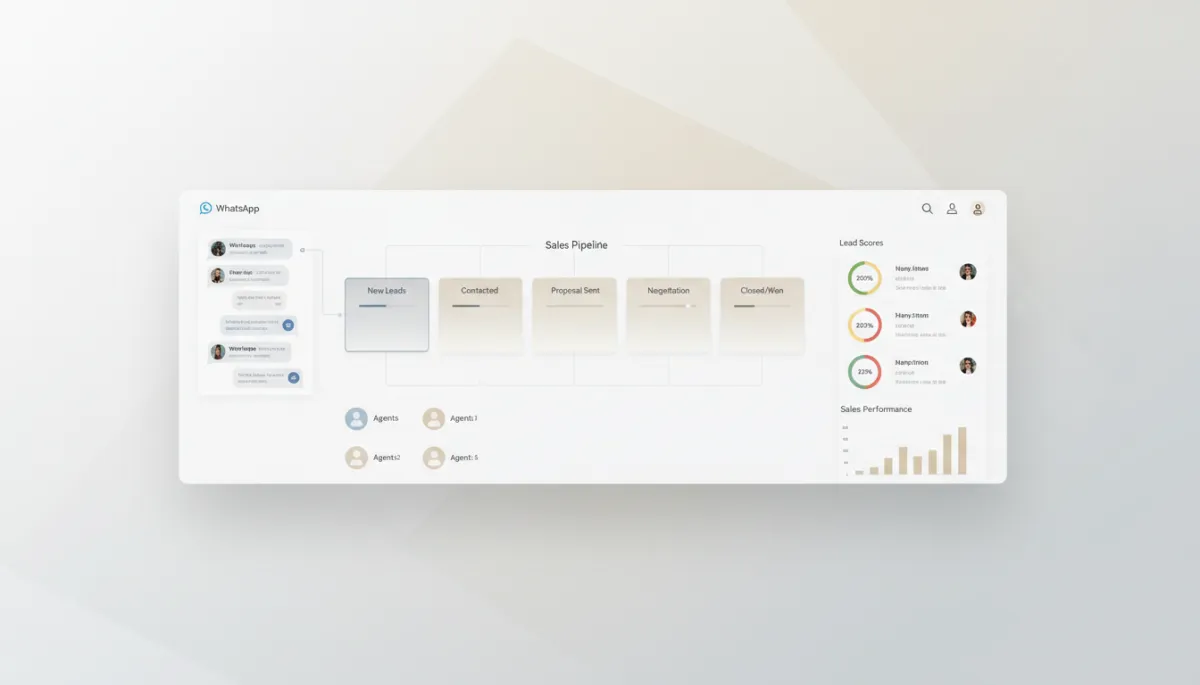 Professional dashboard connecting WhatsApp leads to a sales pipeline Professional dashboard connecting WhatsApp leads to a sales pipeline