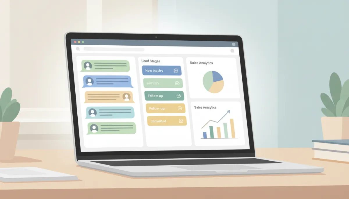 CRM dashboard showing WhatsApp conversations and sales pipeline for a small business CRM dashboard showing WhatsApp conversations and sales pipeline for a small business