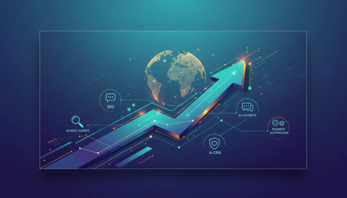 Small business founder analyzing AI dashboard with charts and chatbot data