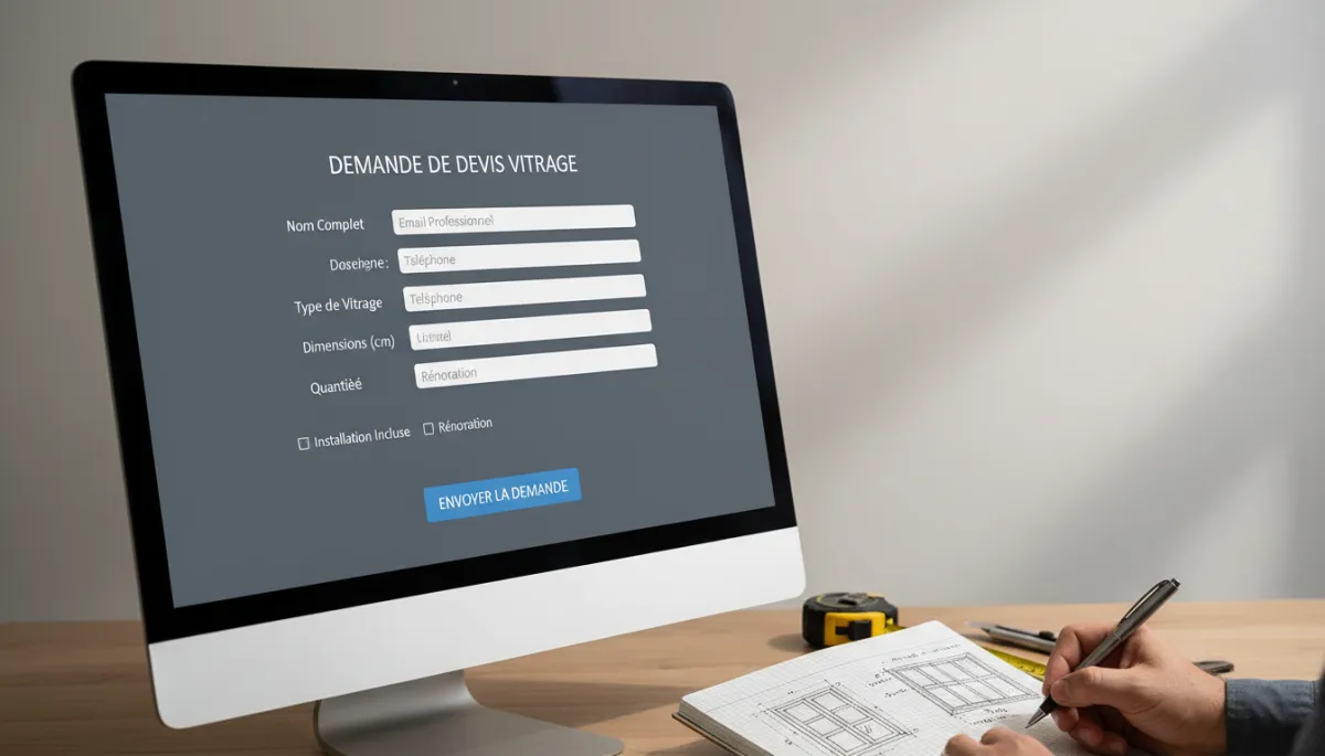 Formulaire en ligne structuré pour une demande de devis de miroiterie Formulaire en ligne structuré pour une demande de devis de miroiterie
