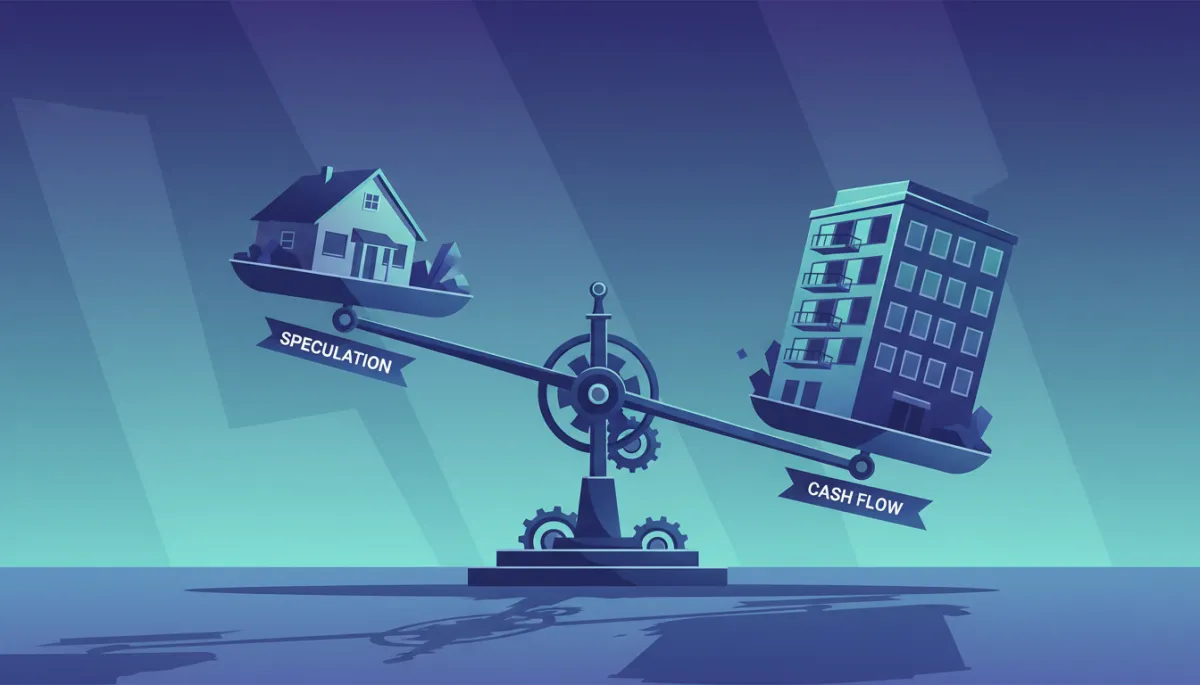 Illustration comparing speculative appreciation versus cash-flow-focused rental investment