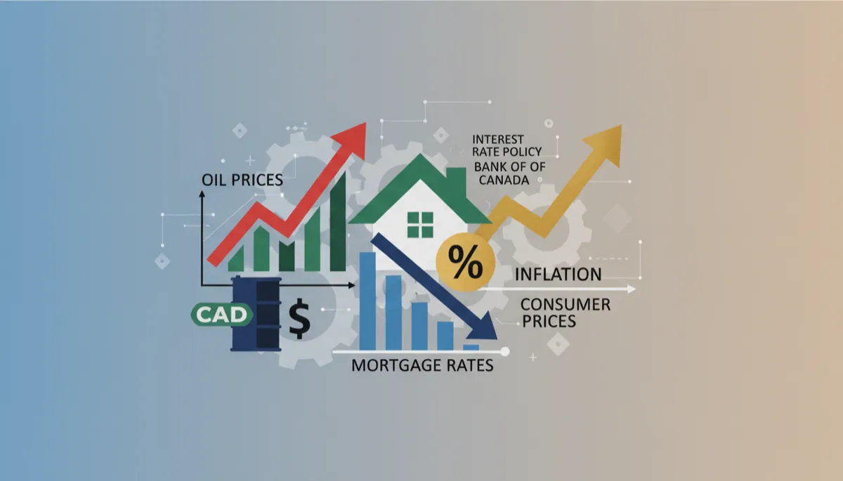 Bank of Canada building with rising oil prices and real estate market