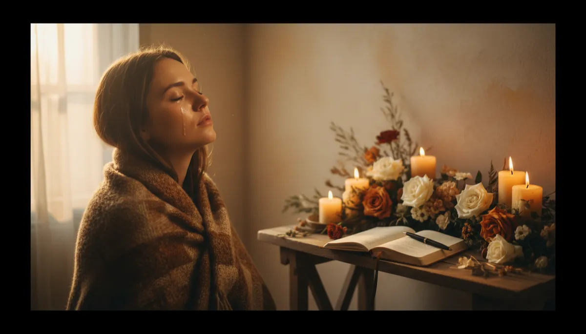 Person experiencing emotional release during a gentle breathwork practice