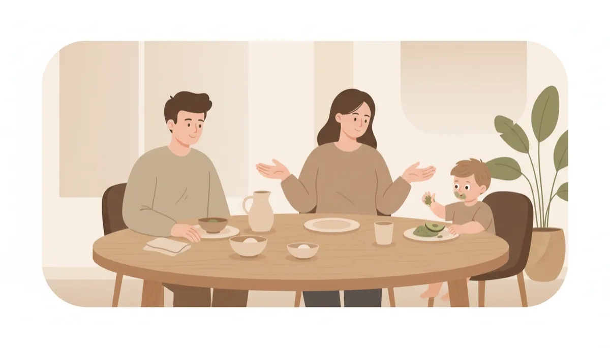 Family practicing calm, supportive mealtime routines together Family practicing calm, supportive mealtime routines together