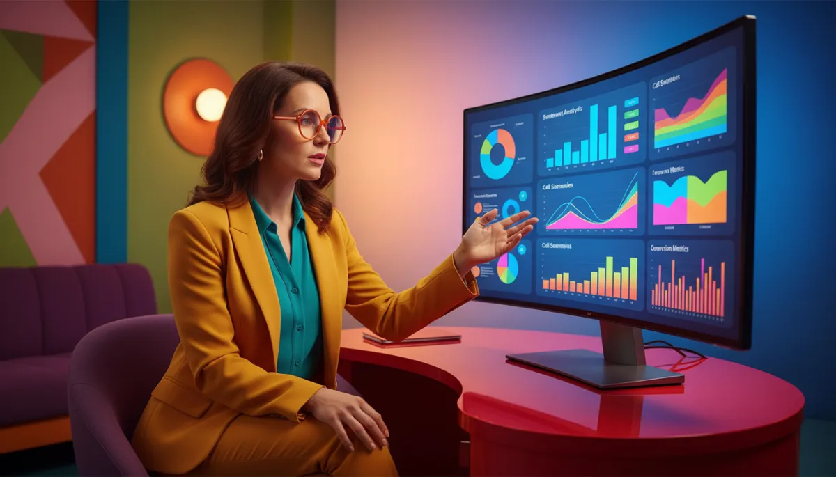 Manager bekijkt AI-analyse van klantgesprekken op dashboard