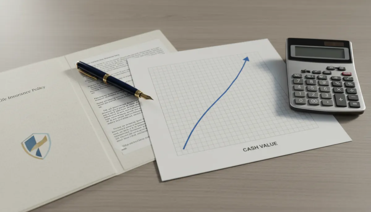 Chart showing cash value growth of an Indexed Universal Life policy on a neutral-toned desk Chart showing cash value growth of an Indexed Universal Life policy on a neutral-toned desk